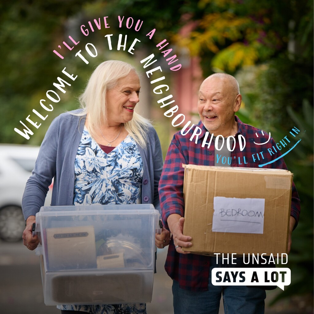 An elderly cis man and trans woman have a neighbourly moment